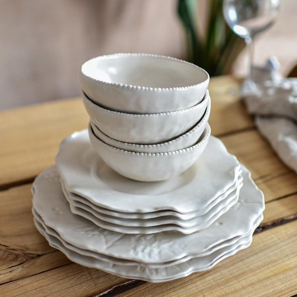 Сервиз "Белый Жемчуг" 12 предметов купить в интернет-магазине Антикварня