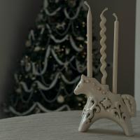 Подсвечник новогодний для тонкой свечи в форме статуэтки Лошади, сиивол года 2026 купить в интернет-магазине Антикварня