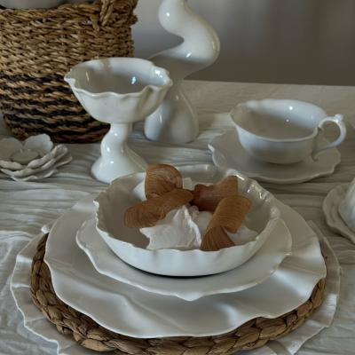 Новый сервиз столово-чайный Белый Жемчуг, 6 персон, 33 предмета ручной работы, купить в интернет-магазине антикварня
